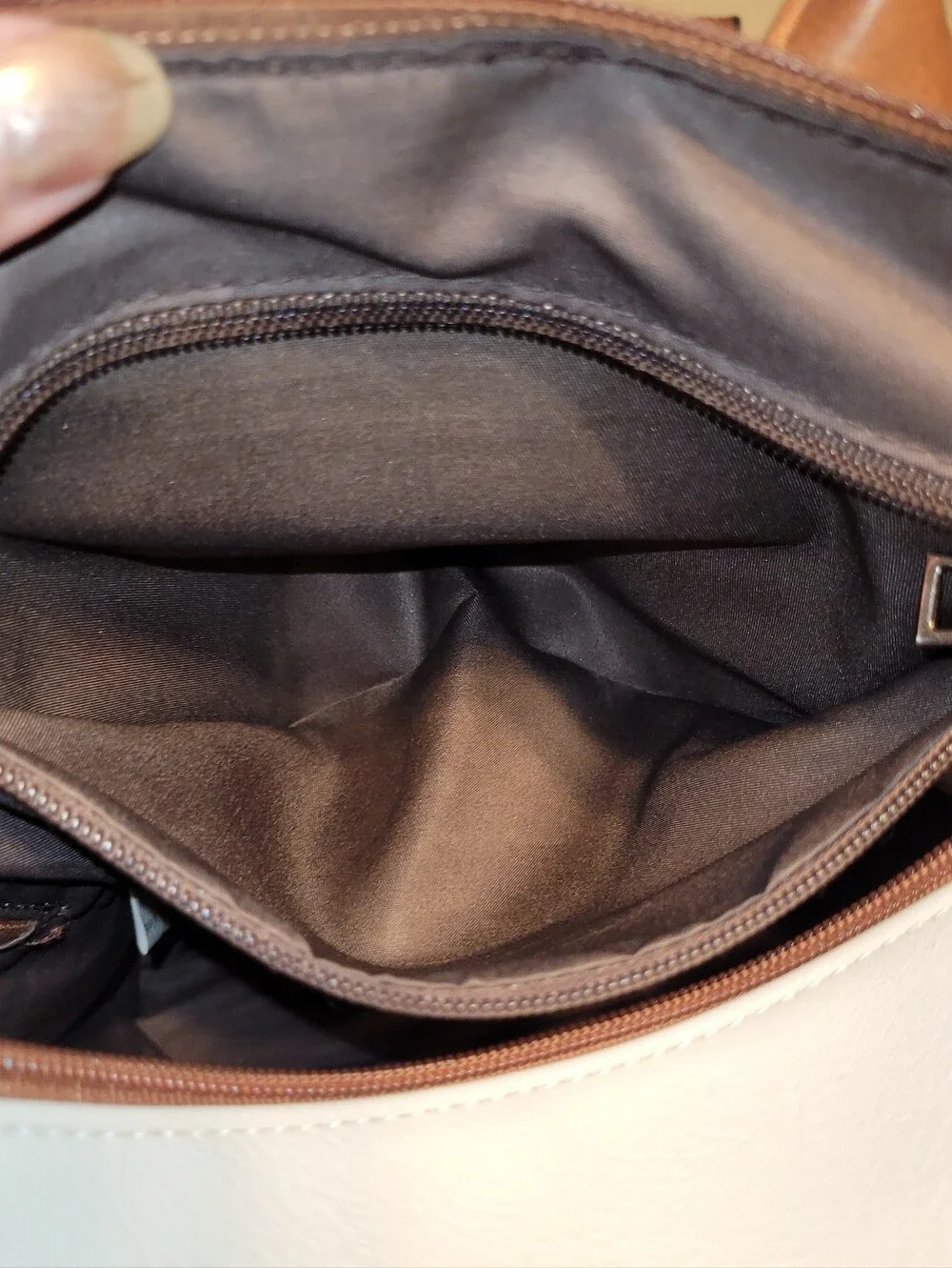 Bostanten White and Brown Women's Backpack.